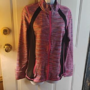 Ideology Pink Space-Dye Full-Zip Utility Jacket with Black Panels